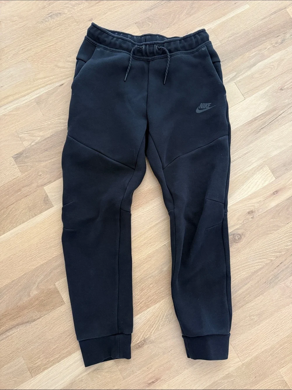 Nike Kids Tech Fleece Black Jogger Sweatpants with Subtle Logo
